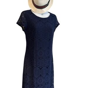 Laundry By Shelli Segal Navy Lace Midi Dress